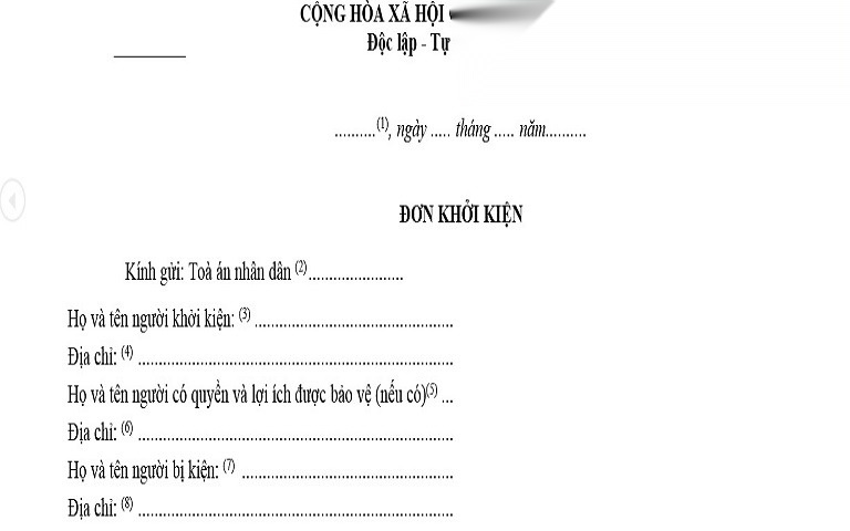 Mau don khoi kien boi thuong thiet hai image 01