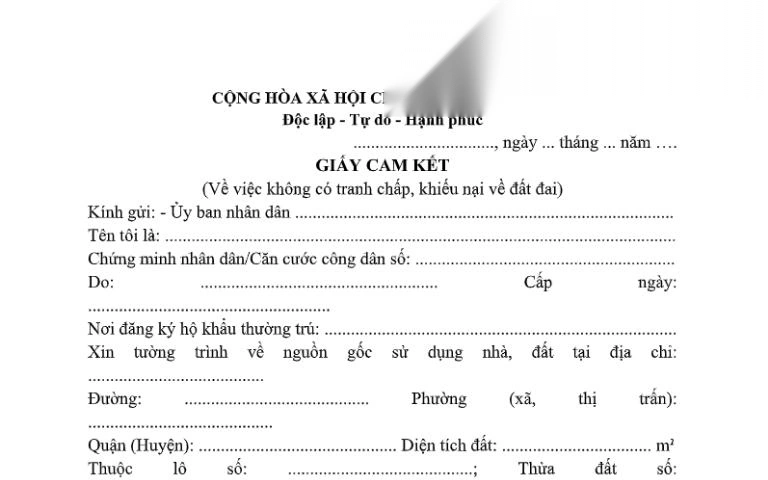 giay cam ket khong tranh chap dat dai image 01