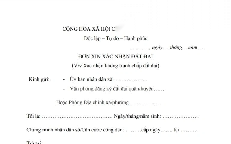 mau giay xac nhan khong tranh chap dat dai image 01