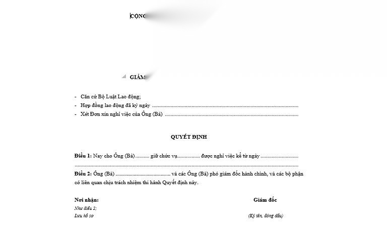 mau quyet dinh thoi viec moi nhat va cac dieu can viet ve quyet dinh thoi viec image 01 1