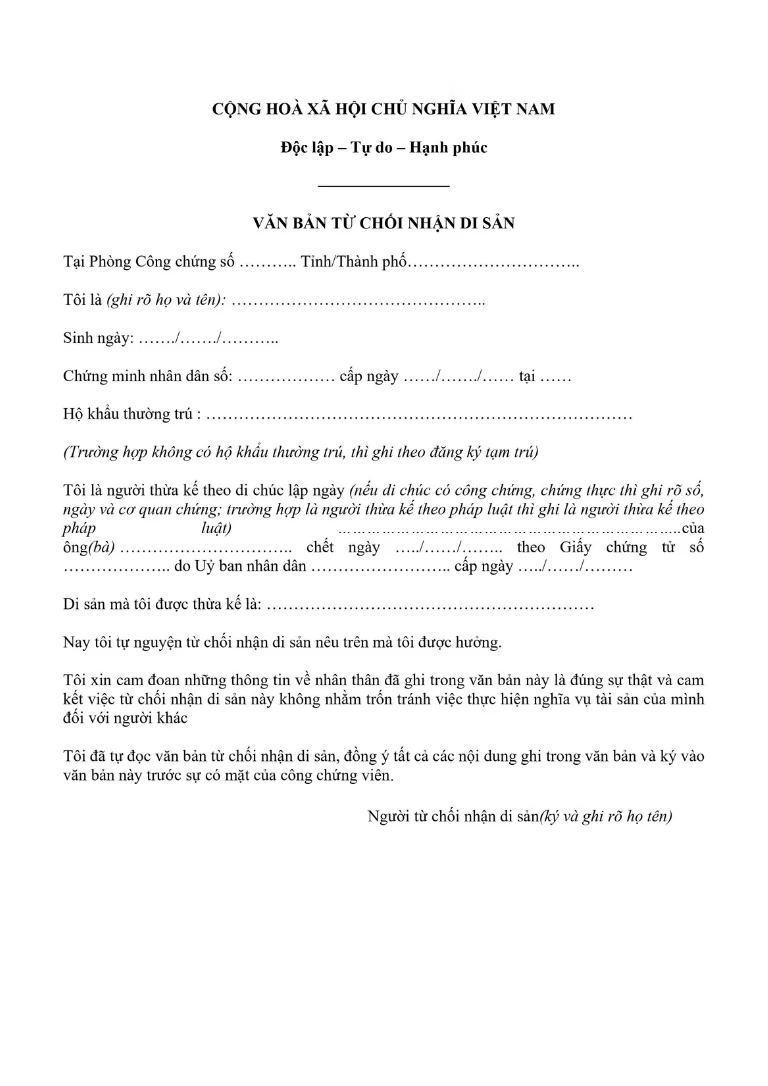 mau van ban tu choi nhan di san thua ke image 01 1