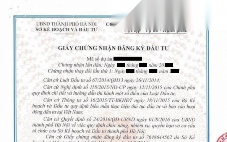 Thủ tục cấp giấy chứng nhận đầu tư cho nhà đầu tư nước ngoài